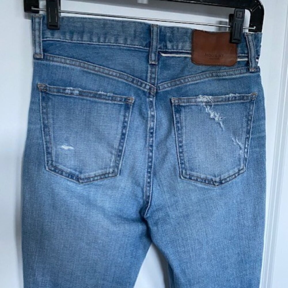 MOUSSY Vintage Mid Rise Tapered Leg Distressed Denim Blue Jeans 26 - Picture 8 of 16
